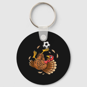 Funny Turkey Bicycle Kick Soccer Thanksgiving Boys Key Ring