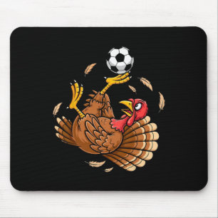 Funny Turkey Bicycle Kick Soccer Thanksgiving Boys Mouse Pad