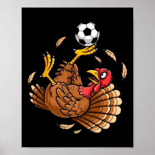 Funny Turkey Bicycle Kick Soccer Thanksgiving Boys Poster