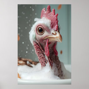 Funny Turkey Bubble Bath Art, Farmhouse Bathroom Poster