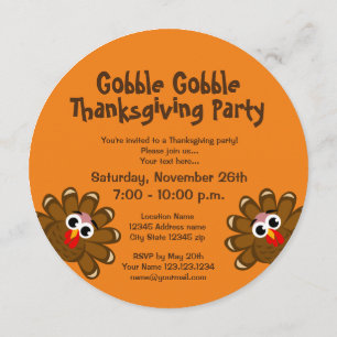 Funny turkey cartoon Thanksgiving dinner party Invitation