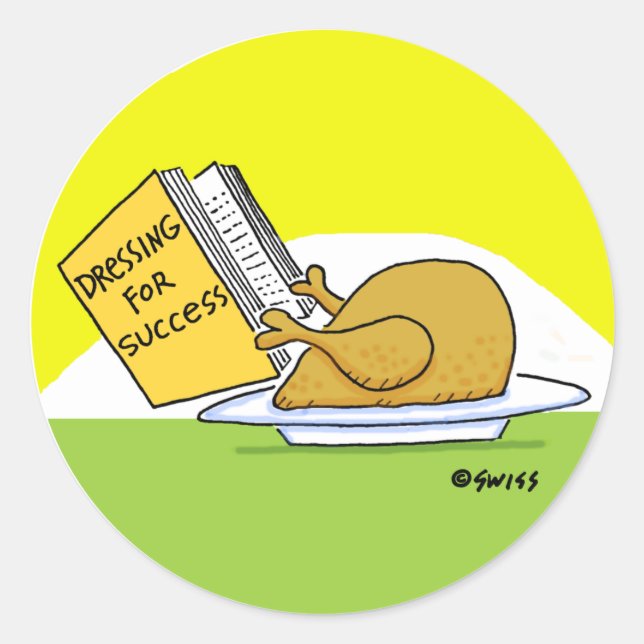 Funny Turkey Cartoon Thanksgiving or Christmas  Classic Round Sticker (Front)