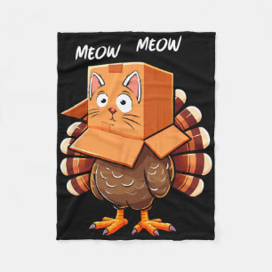 Funny Turkey Cat Meow Men Women Kids Happy Thanksg Fleece Blanket