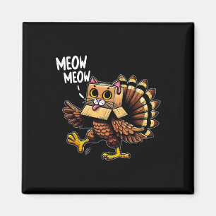 Funny Turkey Cat Meow Men Women Kids Happy Thanksg Magnet