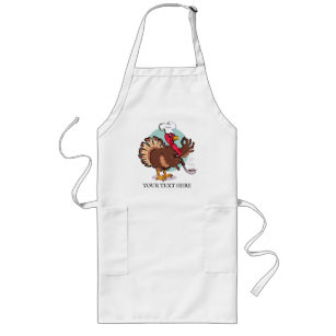 Funny Turkey Chef Vintage Cartoon Custom Long Apron
