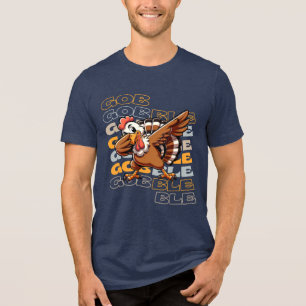Funny Turkey Dab Thanksgiving Tri-Blend Shirt