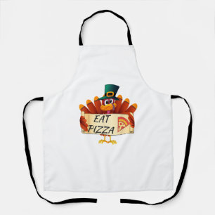 Funny Turkey Eat Pizza Thanksgiving Day Apron