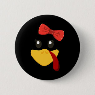 Funny Turkey Face Fall Thanksgiving Day Woman 6 Cm Round Badge