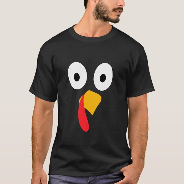 Funny Turkey Face Thanksgiving Day Costume Harvest T-Shirt (Front)
