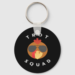 Funny Turkey Face Trot Squad Thanksgiving Running Key Ring