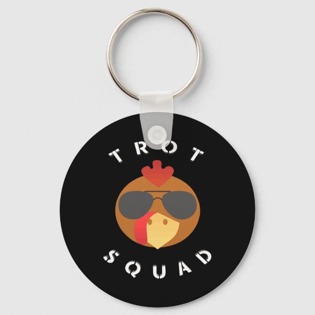 Funny Turkey Face Trot Squad Thanksgiving Running  Key Ring (Front)