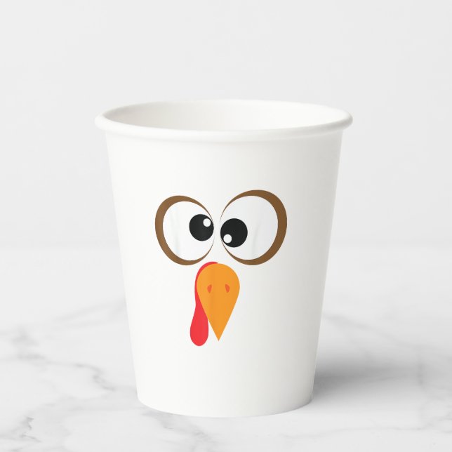 Funny Turkey Family Thanksgiving Turkey Face Frien Paper Cups (Front)