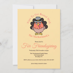 Funny Turkey Friendsgiving Cute Thanksgiving Feast Invitation