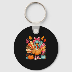 Funny turkey gobble coquette thanksgiving thankful key ring