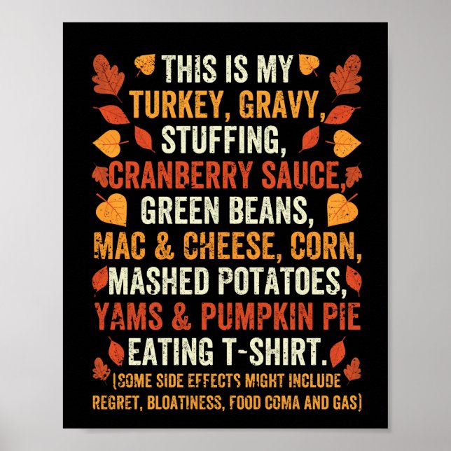 Funny turkey gravy green beans pumpkin poster (Front)
