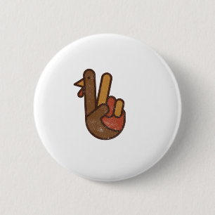Funny Turkey Hand Thanksgiving Retro Vintage Top L 6 Cm Round Badge