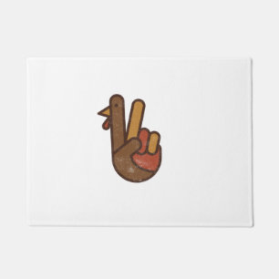 Funny Turkey Hand Thanksgiving Retro Vintage Top L Doormat