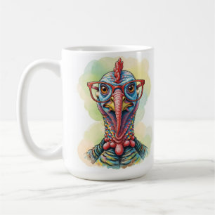 Funny Turkey in Glasses Cartoon Fun Coffee Mug