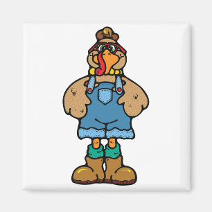 funny turkey in overalls magnet