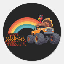 Funny Turkey Monster Truck Thanksgiving Sticker
