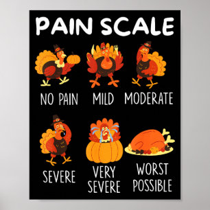 Funny Turkey Pain Scale Thanksgiving Cna Er Nurse Poster