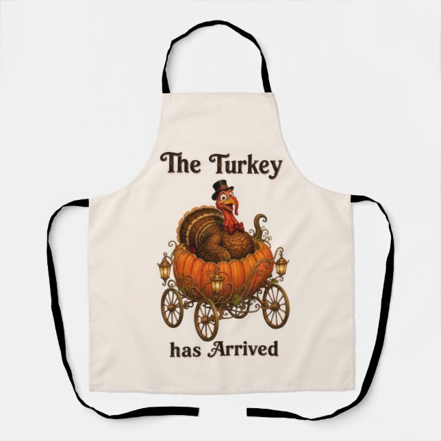 Funny Turkey Pumpkin Thanksgiving Apron (Front)