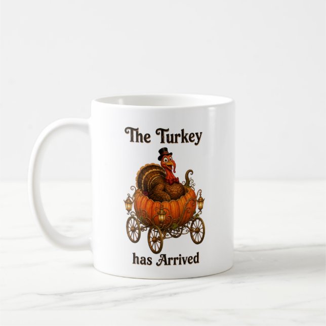 Funny Turkey Pumpkin Thanksgiving Coffee Mug (Left)
