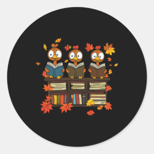 Funny Turkey Reading Book Librarian Bookworm Thank Classic Round Sticker