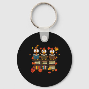 Funny Turkey Reading Book Librarian Bookworm Thank Key Ring