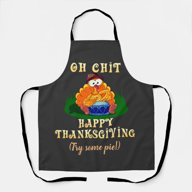 Funny Turkey Realises It's Thanksgiving! Custom  Apron (Front)
