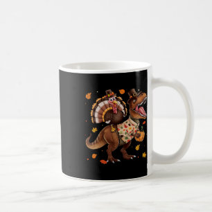 Funny Turkey Riding Dinosaur T Rex Thanksgiving Bo Coffee Mug