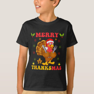 Funny Turkey Santa Merry Thanksmas Christmas Thank T-Shirt