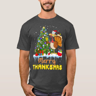 Funny Turkey Santa Merry Thanksmas Christmas Thank T-Shirt