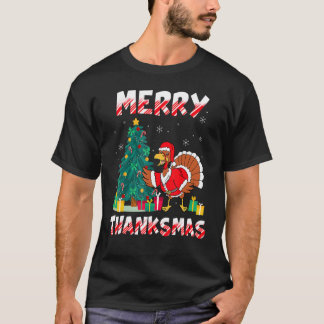 Funny Turkey Santa Merry Thanksmas Christmas Thank T-Shirt