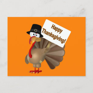 Funny Turkey saying ''Happy Thanksgiving!'' Holiday Postcard