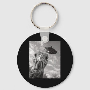 Funny Turkey Selfie Ufo Thanksgiving Key Ring