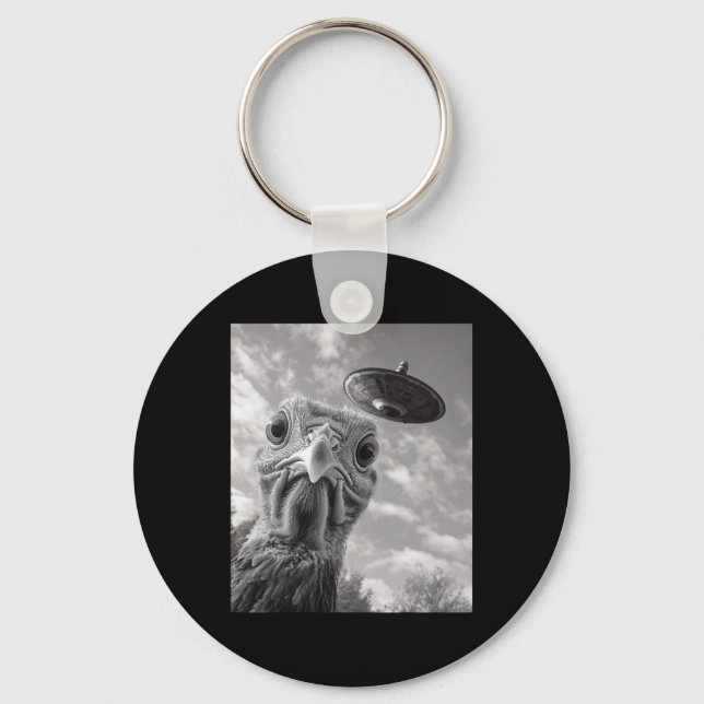 Funny Turkey Selfie Ufo Thanksgiving  Key Ring (Front)