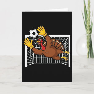Funny Turkey Soccer Pilgrim Boys Thanksgiving Card