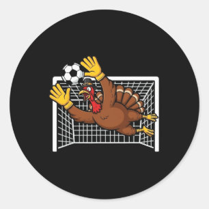 Funny Turkey Soccer Pilgrim Boys Thanksgiving Classic Round Sticker