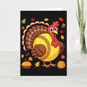 Funny Turkey Softll Player Coach Team Thanksgiving Card
