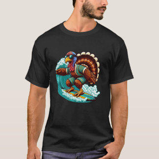Funny Turkey Surfer Thanksgiving Surfing Womens Me T-Shirt