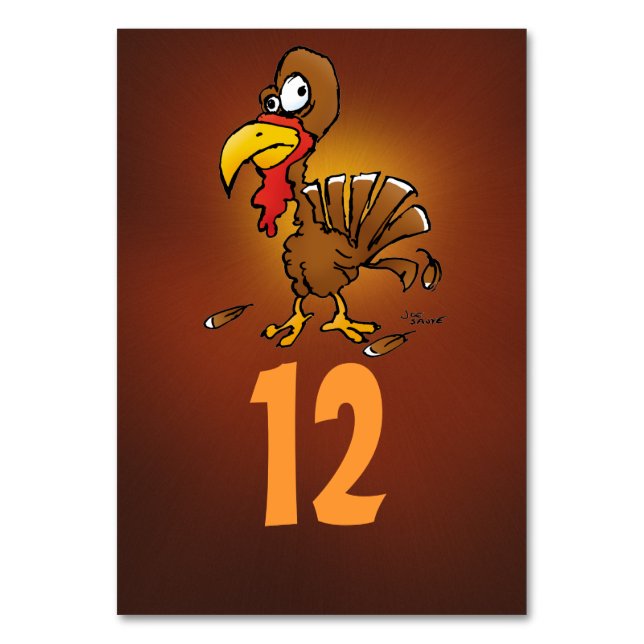 Funny Turkey Table Number Cards (Front)