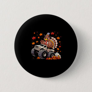 Funny Turkey Thankful Monster Truck Thanksgiving L 6 Cm Round Badge