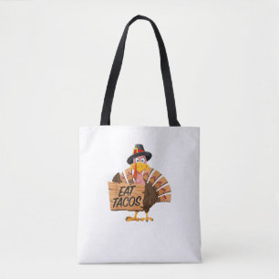 Funny Turkey Thanksgiving Eat Tacos Vegan Pilgrim  Tote Bag