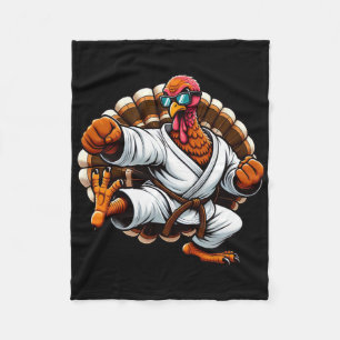 Funny Turkey Thanksgiving Karate Judo Martial Arts Fleece Blanket