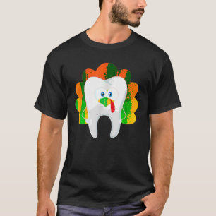 Funny Turkey Tooth Thanksgiving Dental Hygiene Den T-Shirt