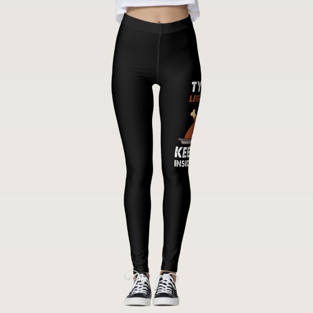 Funny Turkey Tying The Legs Together Thanksgiving Leggings (Front)