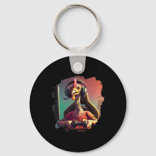 Funny Turkey Video Game Gamer Thanksgiving Turkey Key Ring