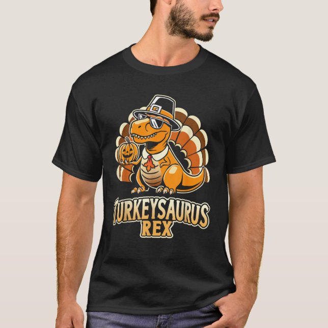 Funny turkeysaurus rex with dinosaur  Unisex Adult T-Shirt (Front)