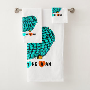 Funny Turquoise Ram Chinese Year Zodiac Towel Set